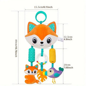 Feather & Fawn Sensory Pram Hanging Toy | Elephant & Fox Hanging Mobile Pram Hanging Toy