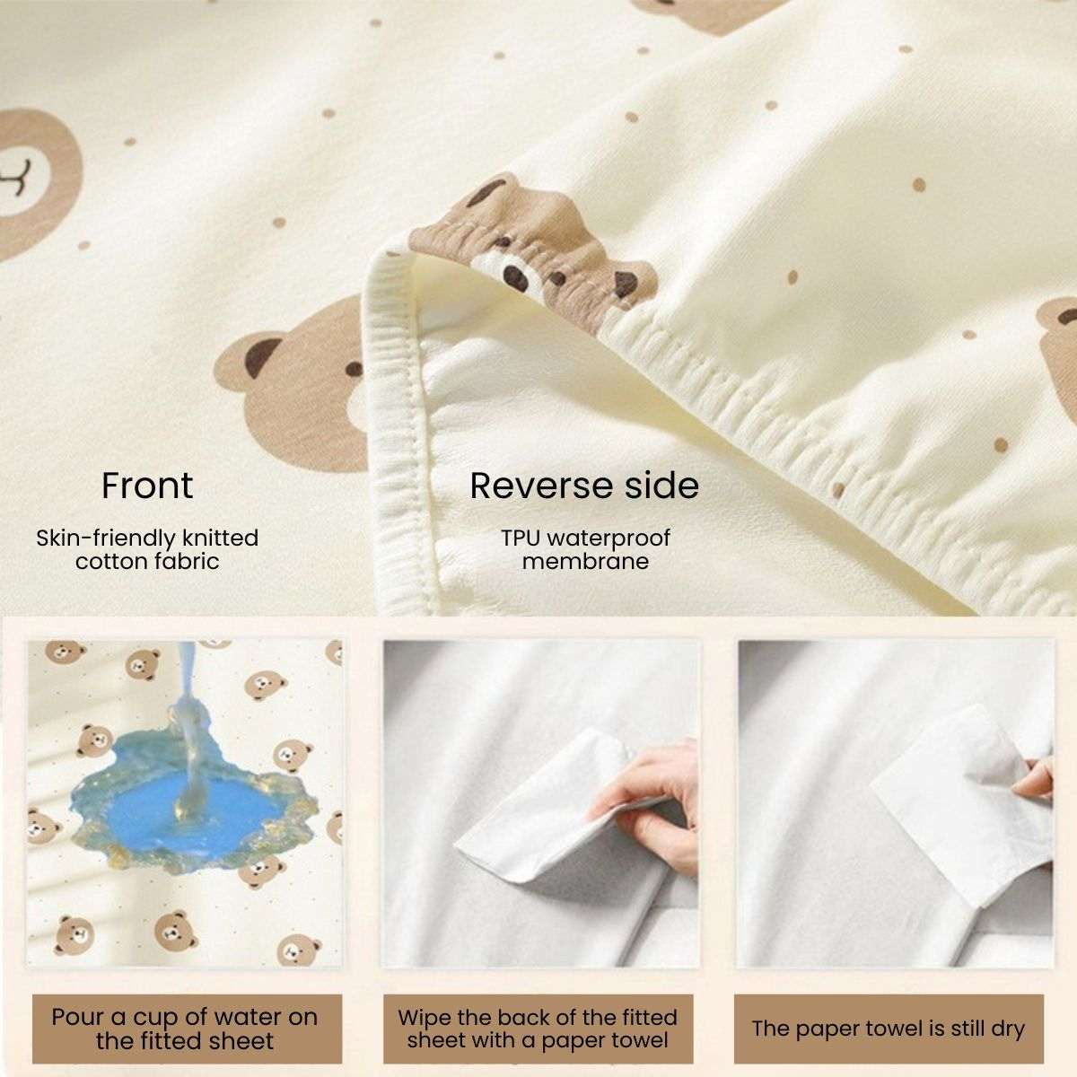Feather & Fawn Snug & Safe Cotton Waterproof Fitted Sheets For Cots & Bassinets Fitted Sheet