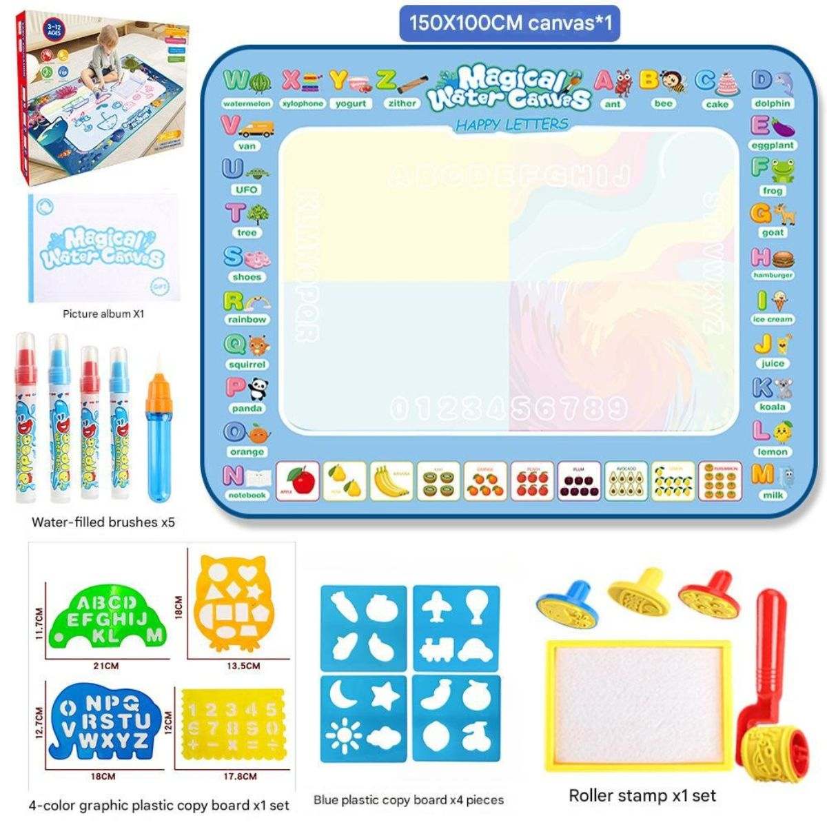 Kidst Aqua Water Doodle Mat mess-free reusable water drawing mat for kids educational fun