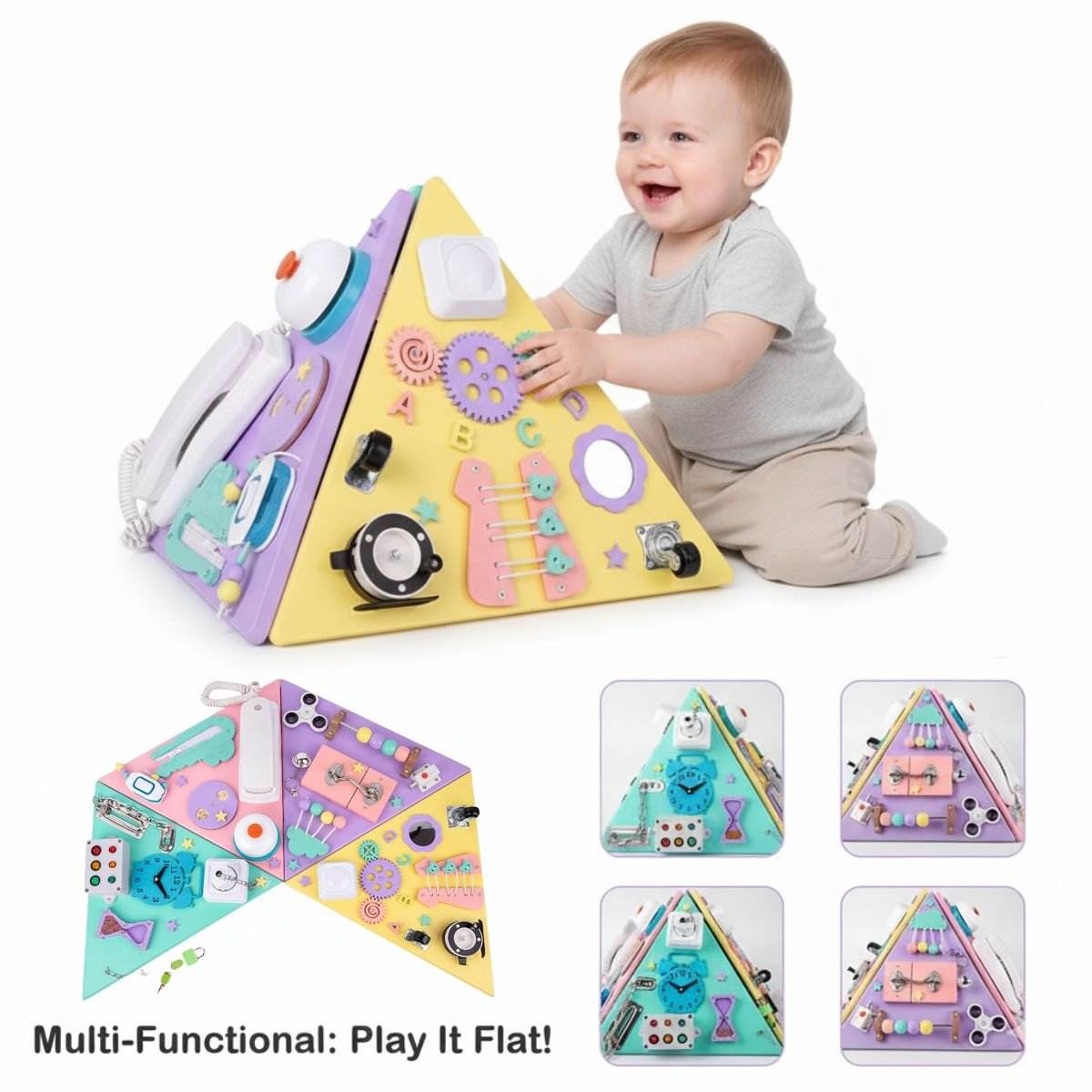 Kidst Large Montessori Wooden Busy Board Collection - Fine Motor Skills & Sensory Toys Montessori Toys