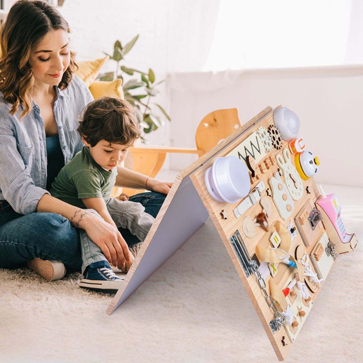 Kidst Large Montessori Wooden Busy Board Collection - Fine Motor Skills & Sensory Toys Montessori Toys