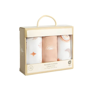 Living Textiles 3 Pack Organic Wash Cloths | Bohemian Bliss Baby Washcloth