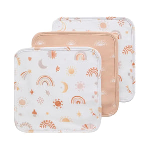 Living Textiles 3 Pack Organic Wash Cloths | Bohemian Bliss Baby Washcloth