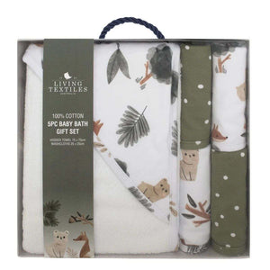 Living Textiles 5 Pcs Baby Bath Forest Retreat Gift Set Gift