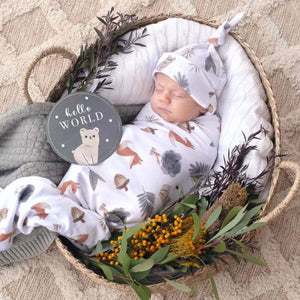 Living Textiles Hello World Newborn Gift Set | Forest Retreat Baby Gift set