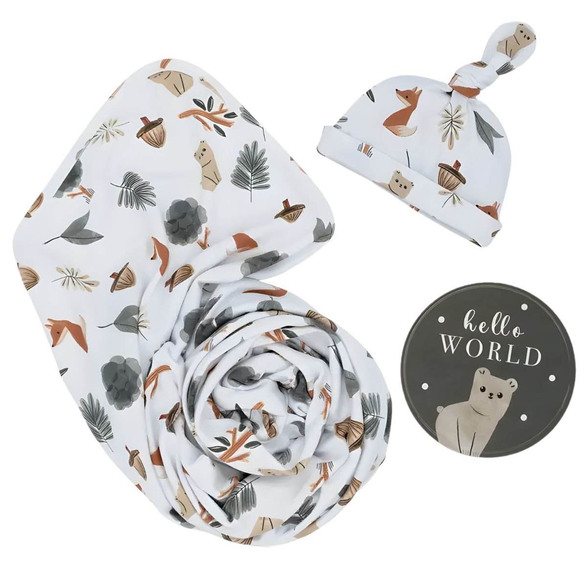 Living Textiles Hello World Newborn Gift Set | Forest Retreat Baby Gift set
