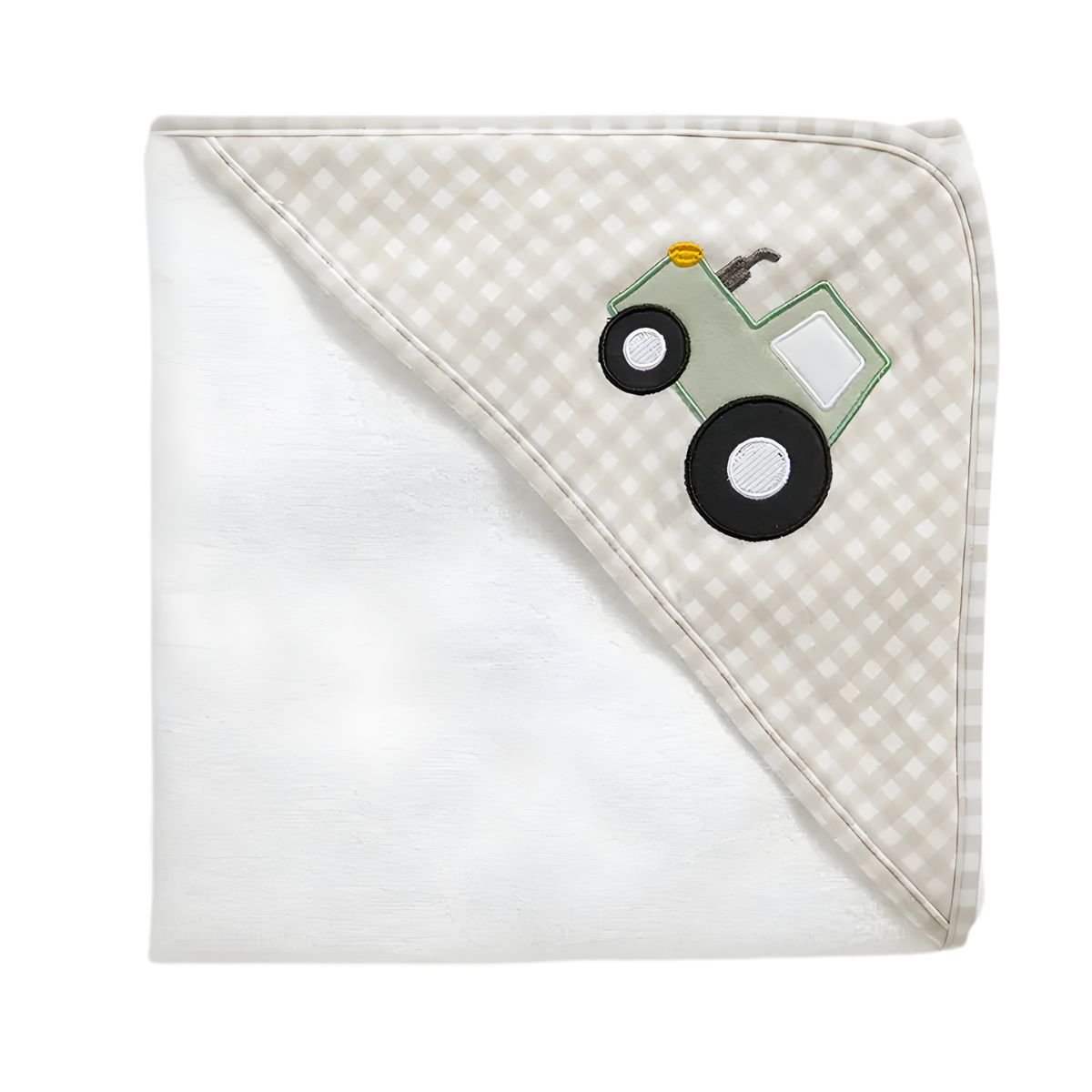 Living Textiles Organic Hooded Towel | Tractor Ride Baby Towel