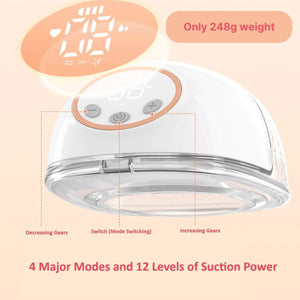 MaterniCare FlowBreeze Pro electric breast pump with 4 flange sizes and LCD screen