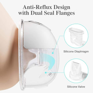 MaterniCare FlowBreeze Pro electric breast pump with four flange sizes displayed on a white background