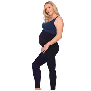 Maternity Leggings in dark navy with a smooth, opaque finish and high-rise over-the-bump waistband