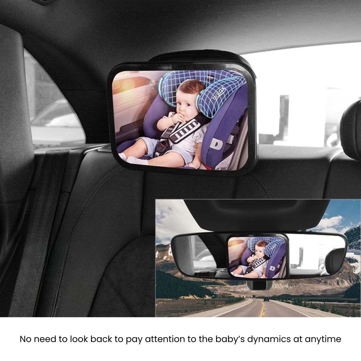 Movana Car Seat Mirror with 360° Rotation | Shatterproof & Adjustable Car Seat Mirror