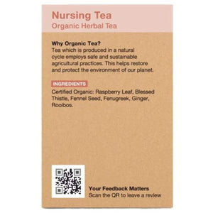 Planet Organic Nursing Herbal Tea bags box with organic lactation support herbs and eco-friendly packaging