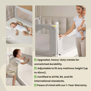 Toddly DreamGuard V2 adjustable baby bed rail with breathable mesh and steel frame for secure child safety at night