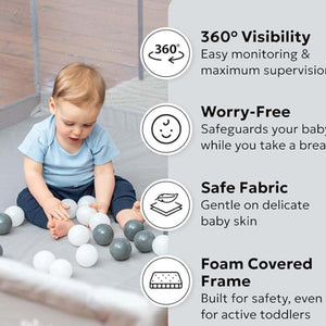 Toddly Explorer Max spacious baby playpen with safety features and durable mesh design