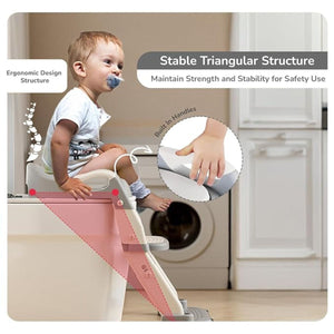 Toddly GrowStep 2 - in - 1 Potty Training Seat & Stool | Safe, Adjustable, & Foldable Toddler Toilet Trainer Baby Stool & Toilet Seat