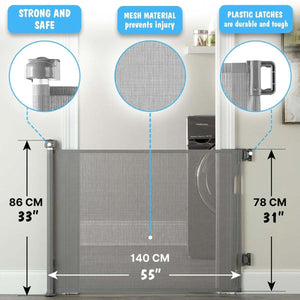 Toddly GuardMate retractable baby gate installed in doorway for child and pet safety