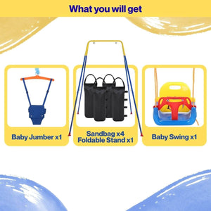 Toddly JoySwing durable 2-in-1 swing and jolly jumper set for toddlers with sturdy stainless steel frame and safety features