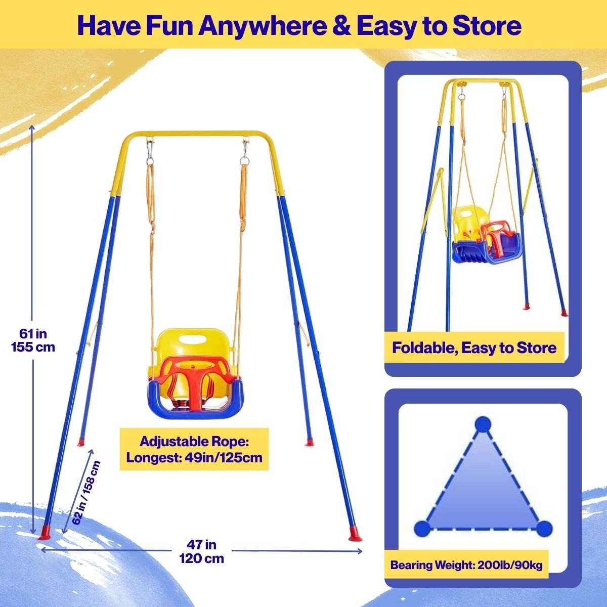 Toddly JoySwing durable 2-in-1 toddler swing and jolly jumper set with stainless steel frame and safety features