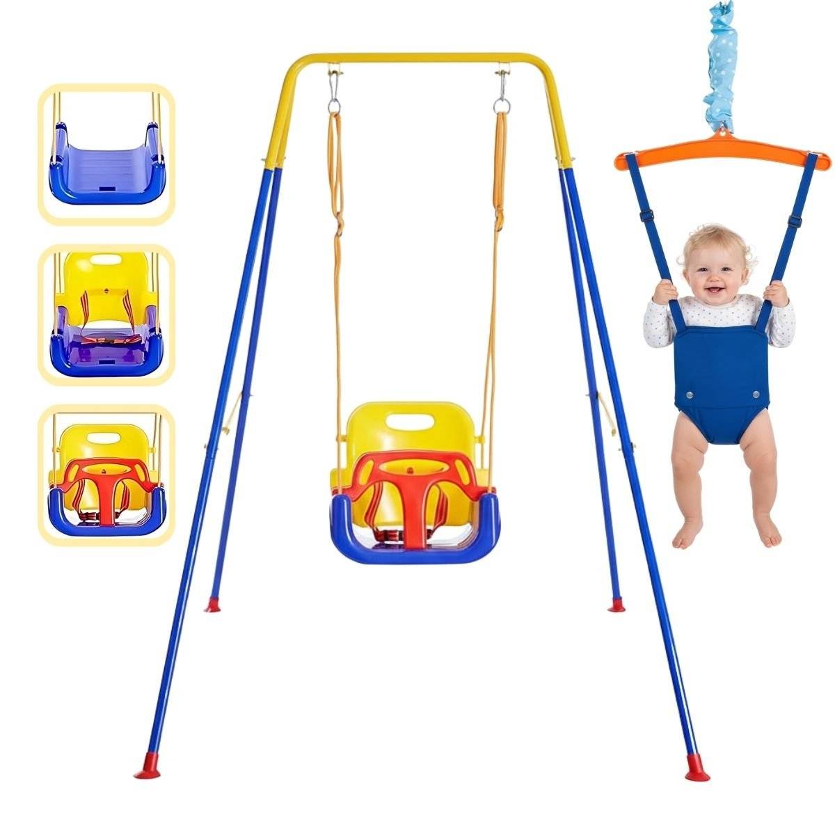 Toddly JoySwing durable 2-in-1 toddler swing and jolly jumper set with stainless steel frame and safety features