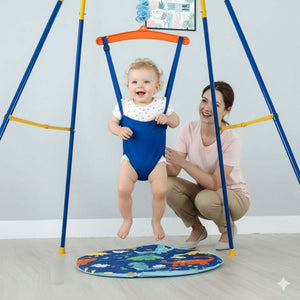Toddly JoySwing durable 2-in-1 toddler swing and jolly jumper set with sturdy stainless steel frame and safety harness