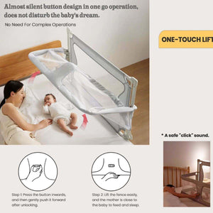 Toddly NightNest adjustable bedside bed rail for babies with breathable mesh and child-lock safety features