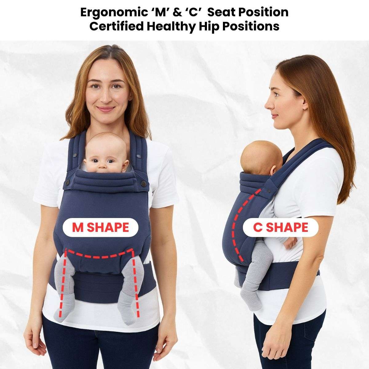 Toddly SnugNest Baby Carrier IHDI - Approved Cotton - Linen Blend | Ergonomic Hip Healthy Position Baby Carriers