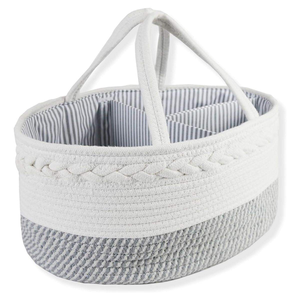 Toddly Urban Ease foldable cotton rope nappy caddy with multiple compartments and sturdy handles for baby essentials organization