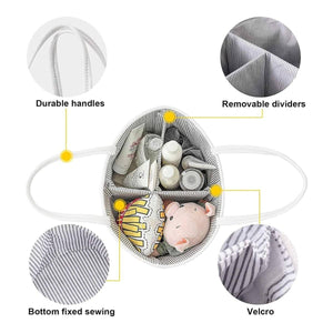 Toddly Urban Ease foldable cotton rope nappy caddy with multiple compartments and sturdy handles for baby essentials organization