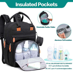 Toddly Urban Ease Series waterproof diaper bag with multiple compartments and portable changing pad for baby essentials organization