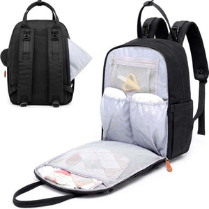 Toddly Urban Ease Series waterproof diaper bag with multiple compartments, insulated pockets, and portable changing pad for organized parenting on the go