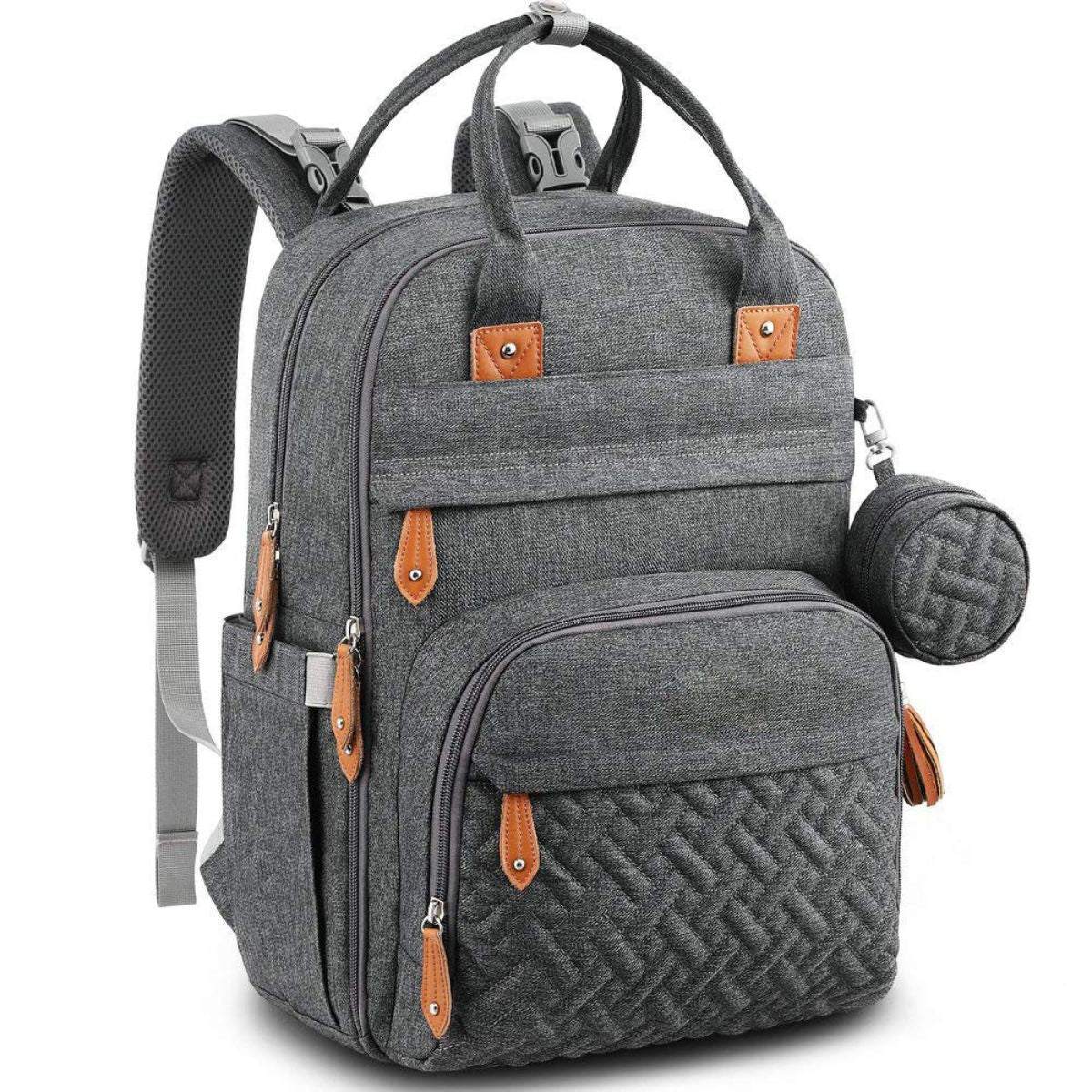 Toddly Urban Ease Series chic diaper bag with multiple pockets and portable changing pad for organized parenting
