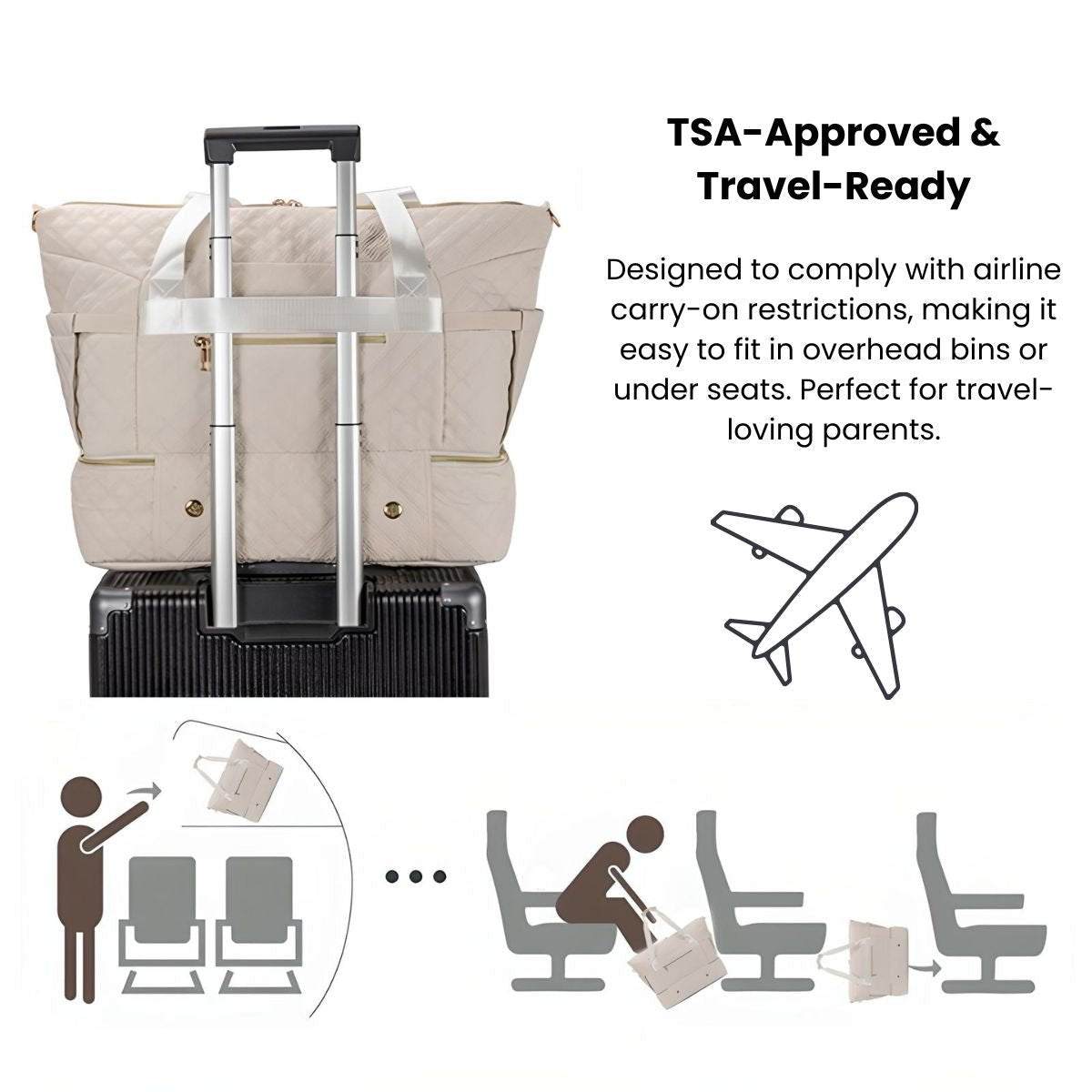 Toddly UrbanEase Tote Nappy Bag large-capacity stylish travel-friendly baby carryall with multi-compartment storage and adjustable straps