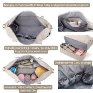 Toddly UrbanEase Tote Nappy Bag large-capacity, stylish, multi-compartment baby travel bag for parents
