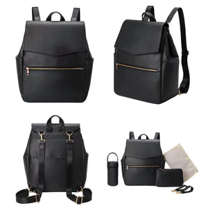UrbanEase Vegan Leather Backpack stylish waterproof nappy bag for modern parents