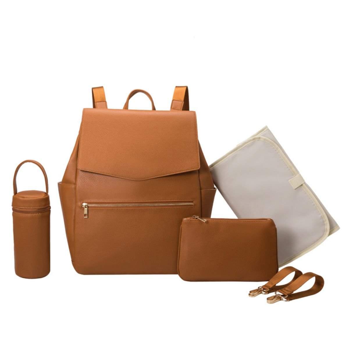 UrbanEase Vegan Leather Backpack stylish waterproof nappy bag for modern parents