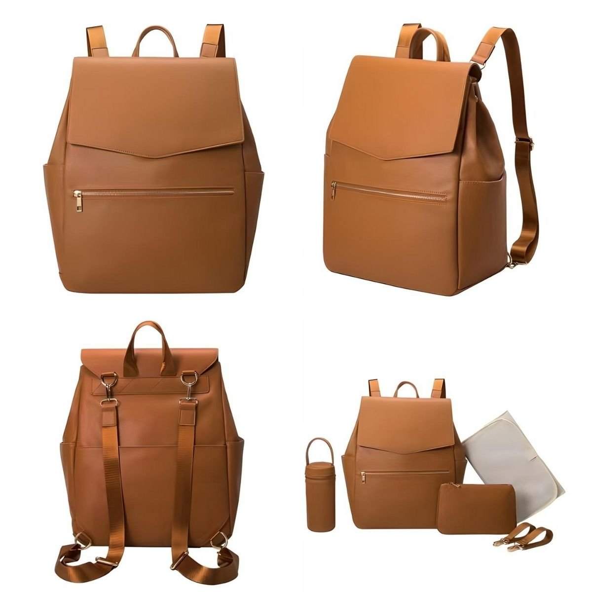 UrbanEase Vegan Leather Backpack stylish waterproof nappy bag for modern parents