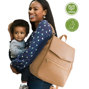 UrbanEase Vegan Leather Backpack stylish waterproof nappy bag for modern parents