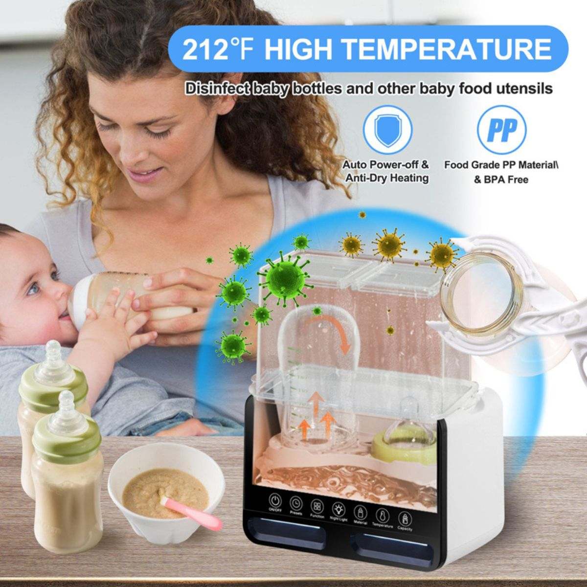Toddly WarmNourish 9-in-1 portable baby bottle and food warmer with LED touchscreen and 24-hour thermostat