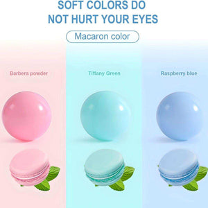 BabiePlay Colourful Odyssey Ball Pit Balls in pastel macaron colors including Barbera powder pink, Tiffany green, and Raspberry blue with soft, eye-friendly tones.