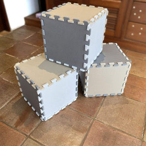 Interlocking foam play cubes in neutral colors for babies and toddlers