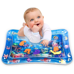 Baby playing on BabiesMart Tummy Time Water Play Mat with colorful aquatic toys for sensory development