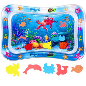 BabiesMart Tummy Time Water Play Mat with colorful sea creatures and floating toys for sensory baby development