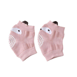 Feather & Fawn CrawlGuard pink anti-slip baby knee pads with cute animal design