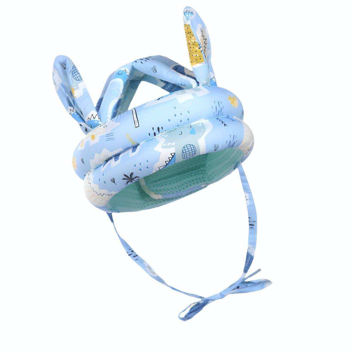 Feather & Fawn ProtectCap adjustable breathable baby safety helmet with blue playful design and chin strap