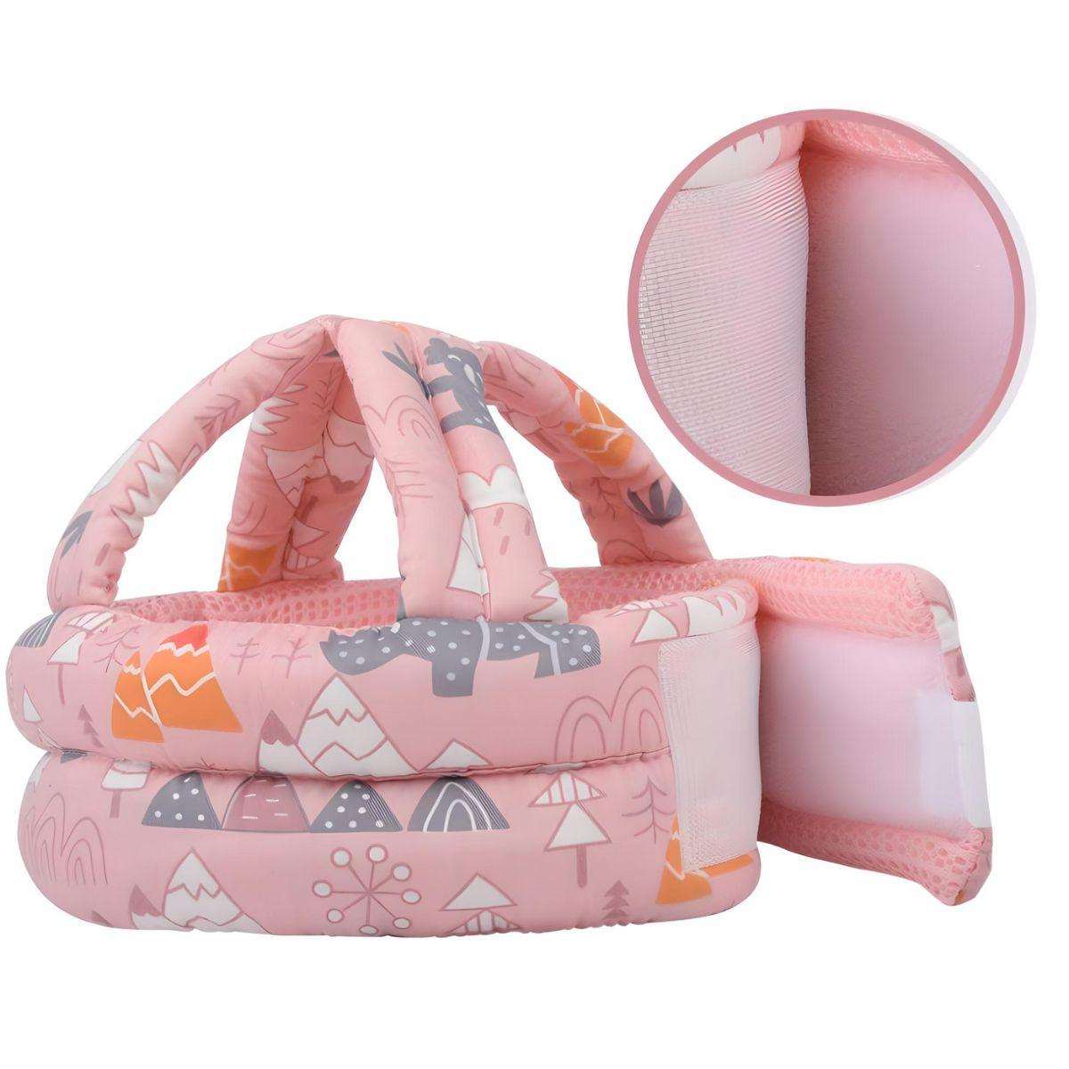Feather & Fawn ProtectCap pink adjustable breathable baby safety helmet with soft cushioned head protection