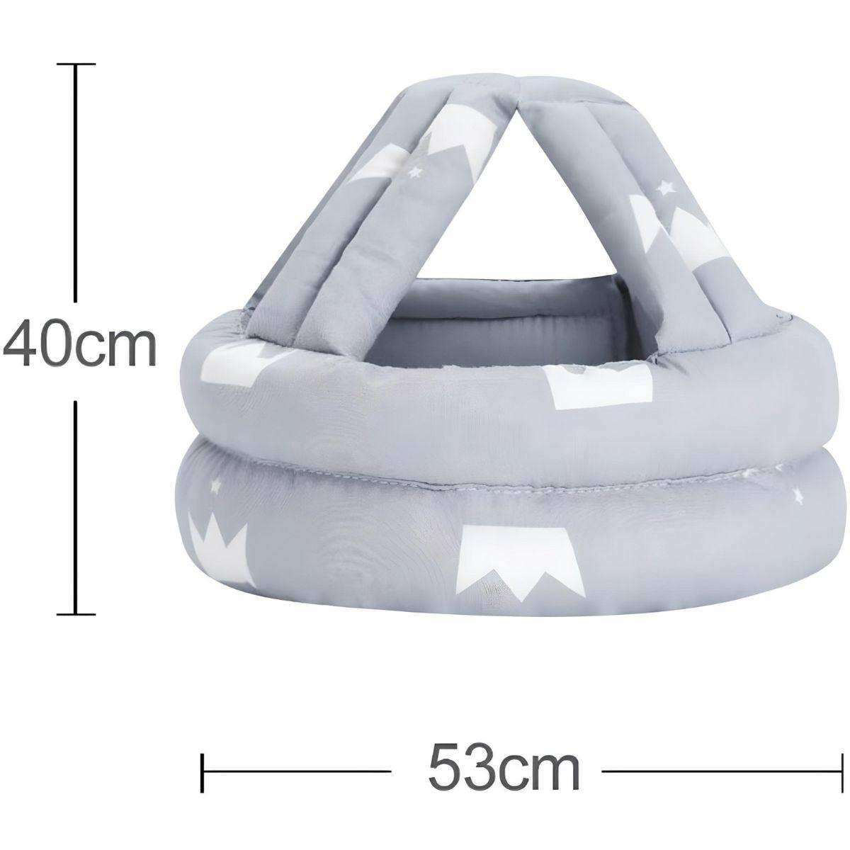 Feather & Fawn ProtectCap adjustable breathable baby safety helmet with grey star pattern and head cushion