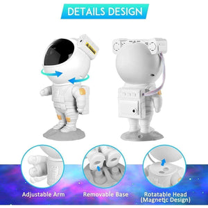 Glowly Astronaut LED galaxy projector with adjustable arm, removable base, and rotatable magnetic head design