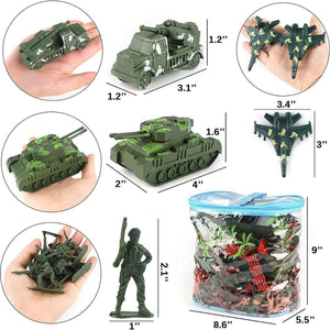 Kidst 307PCS military toy playset with plastic soldiers, tanks, planes, and storage container for creative army battles and strategic play.