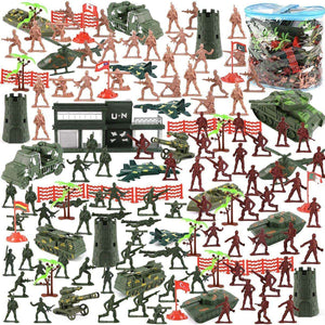 Kidst 307PCS Military Toy Playset with plastic soldiers, tanks, planes, flags, and storage container for imaginative army battles and strategic play