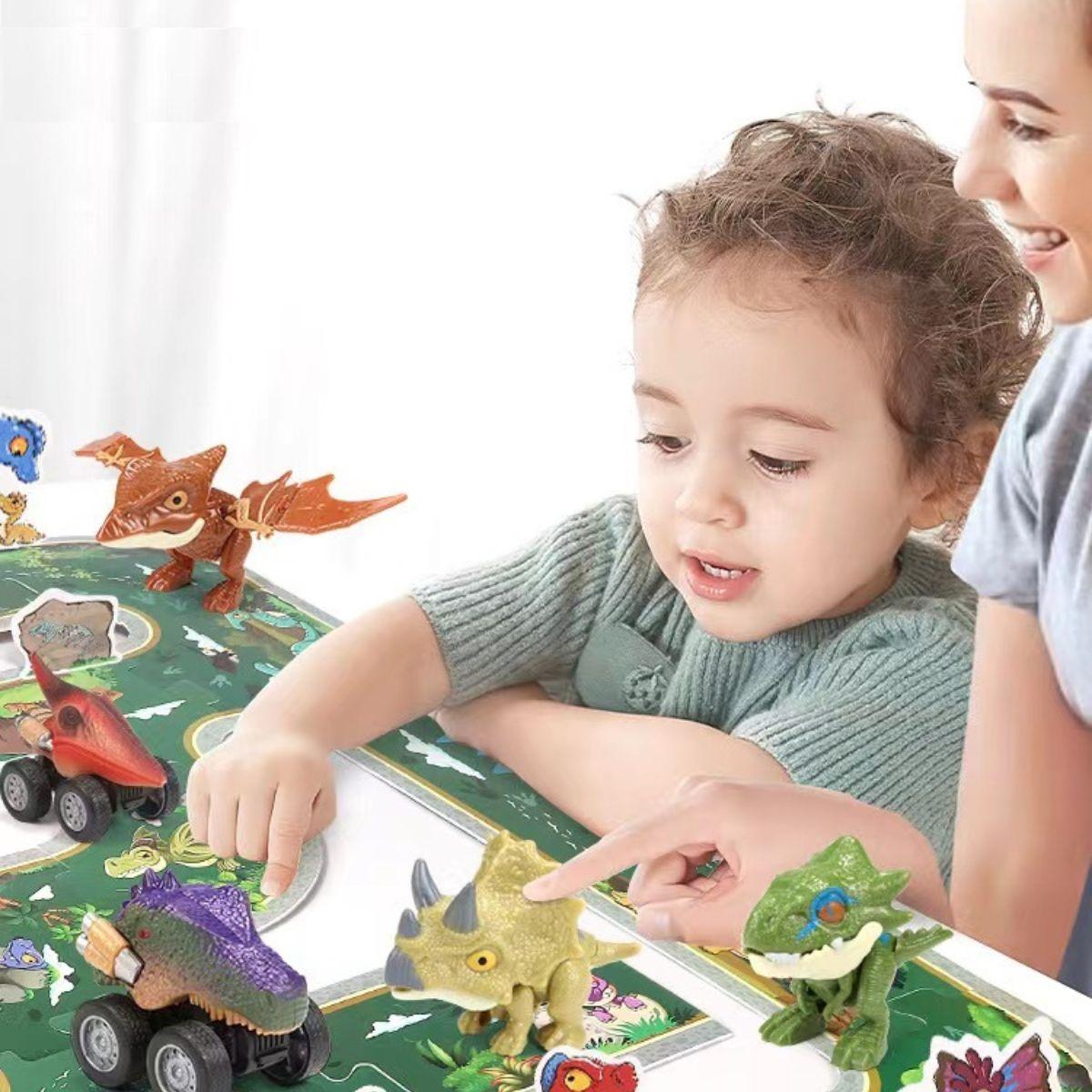 Kidst 3D Dinosaur Puzzle with 3 Toy Cars Educational Playset for Kids Dinosaur Puzzle Toy